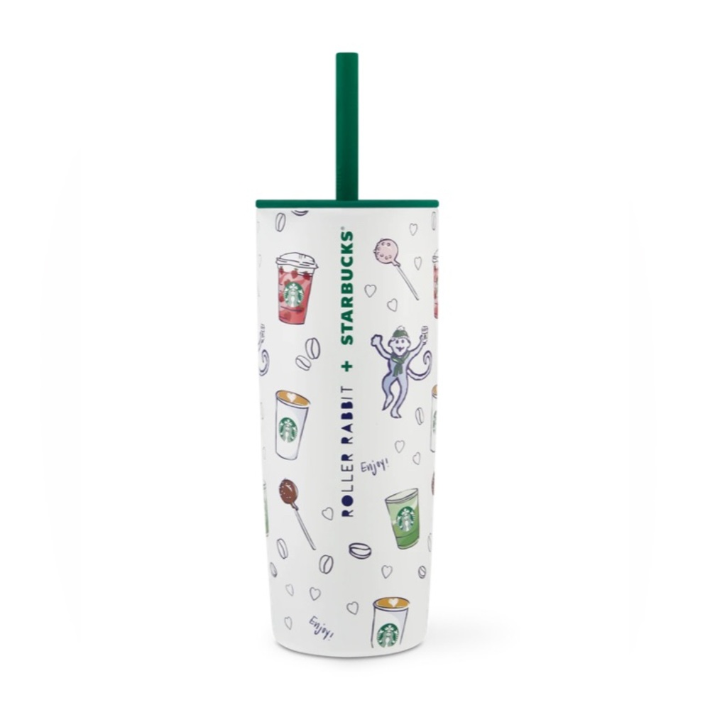 Starbucks X Roller Rabbit COFFEEHOUSE BONANZA STAINLESS STEEL COLD CUP 240Z NEW